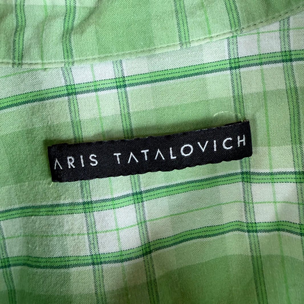 Aris Tatalovich Contestant Green Plaid S/S Button Up