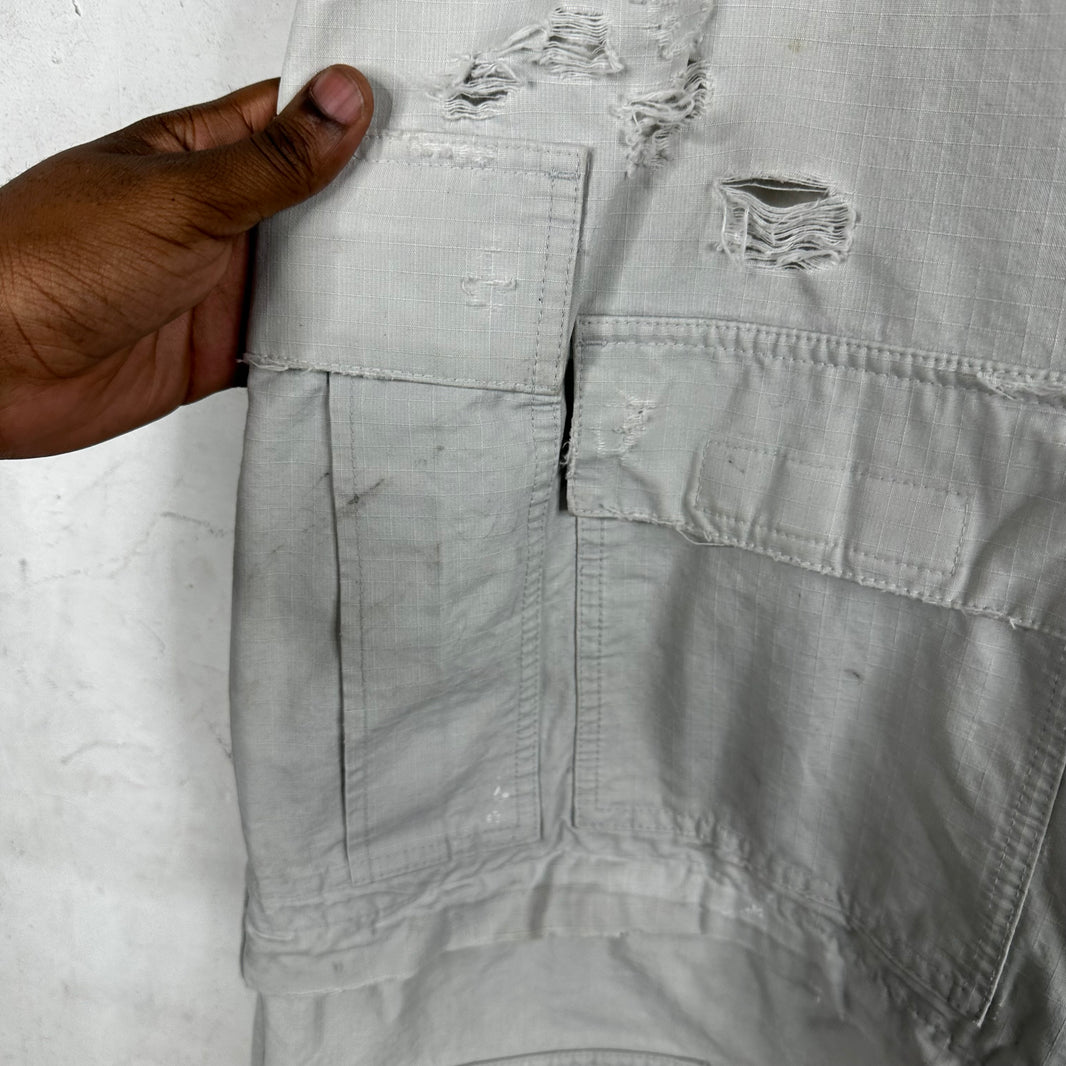 Balenciaga Distressed White Cargo Pants