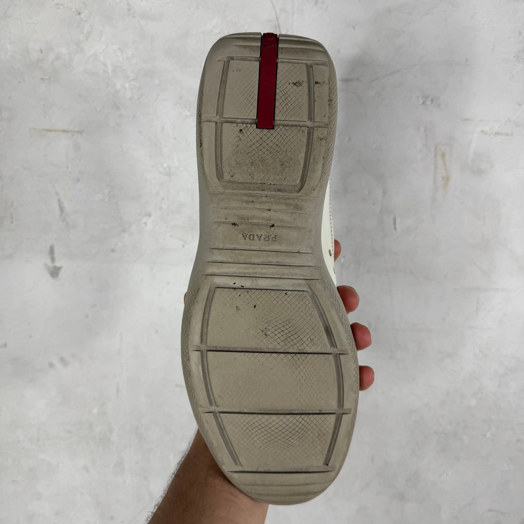 Prada White Perforated Leather Americas Cup