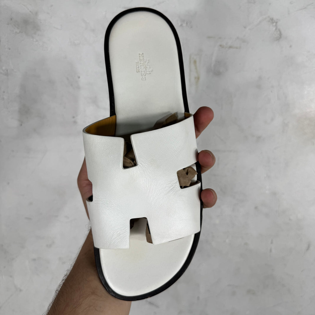 Hermes Izmir White Sandals