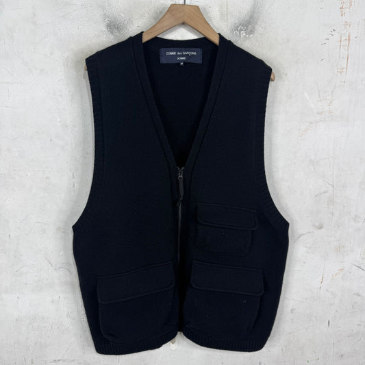 CDG Homme Wool Knit Zipped Utility Vest