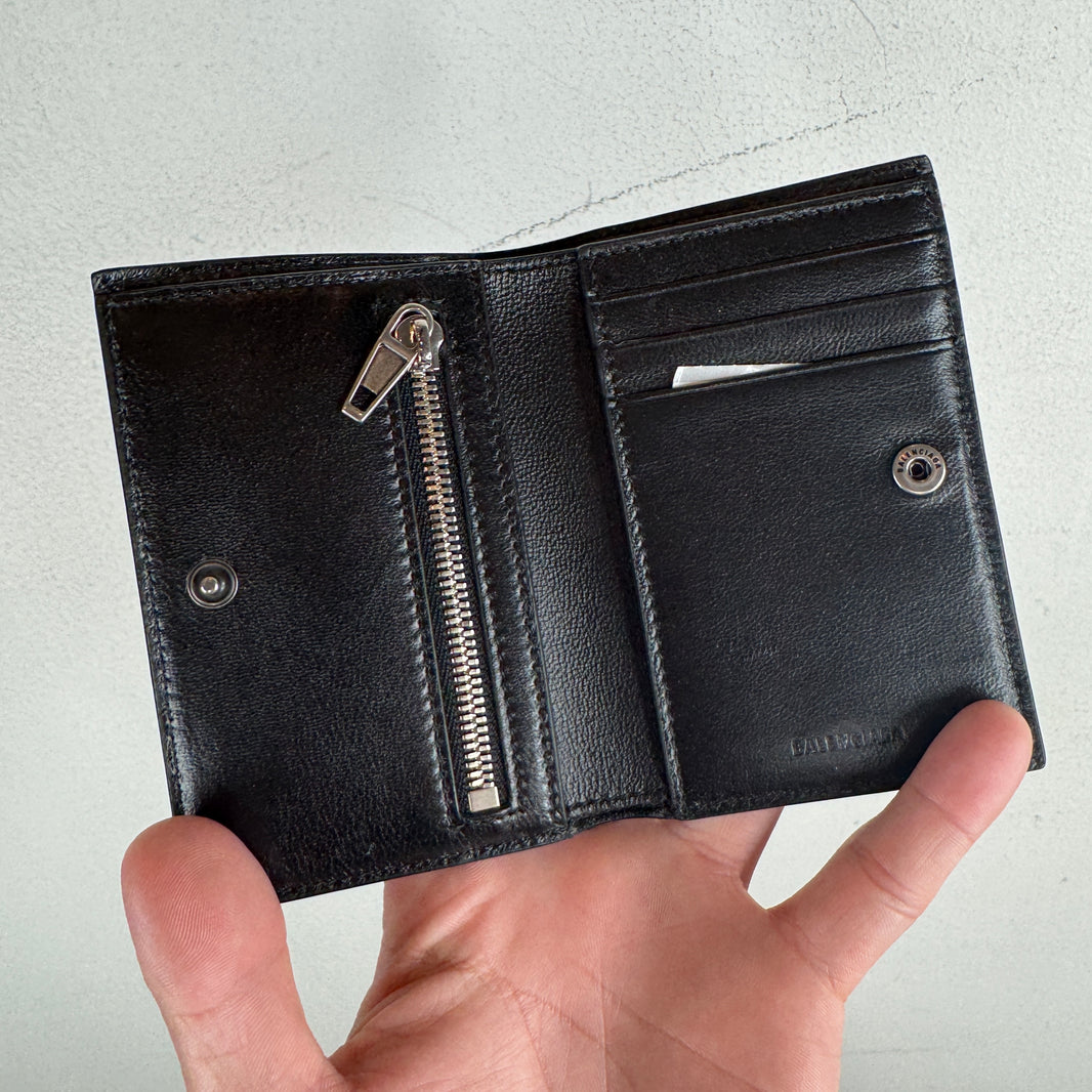 Balenciaga Snap Fold Metal Plaque Croc Wallet