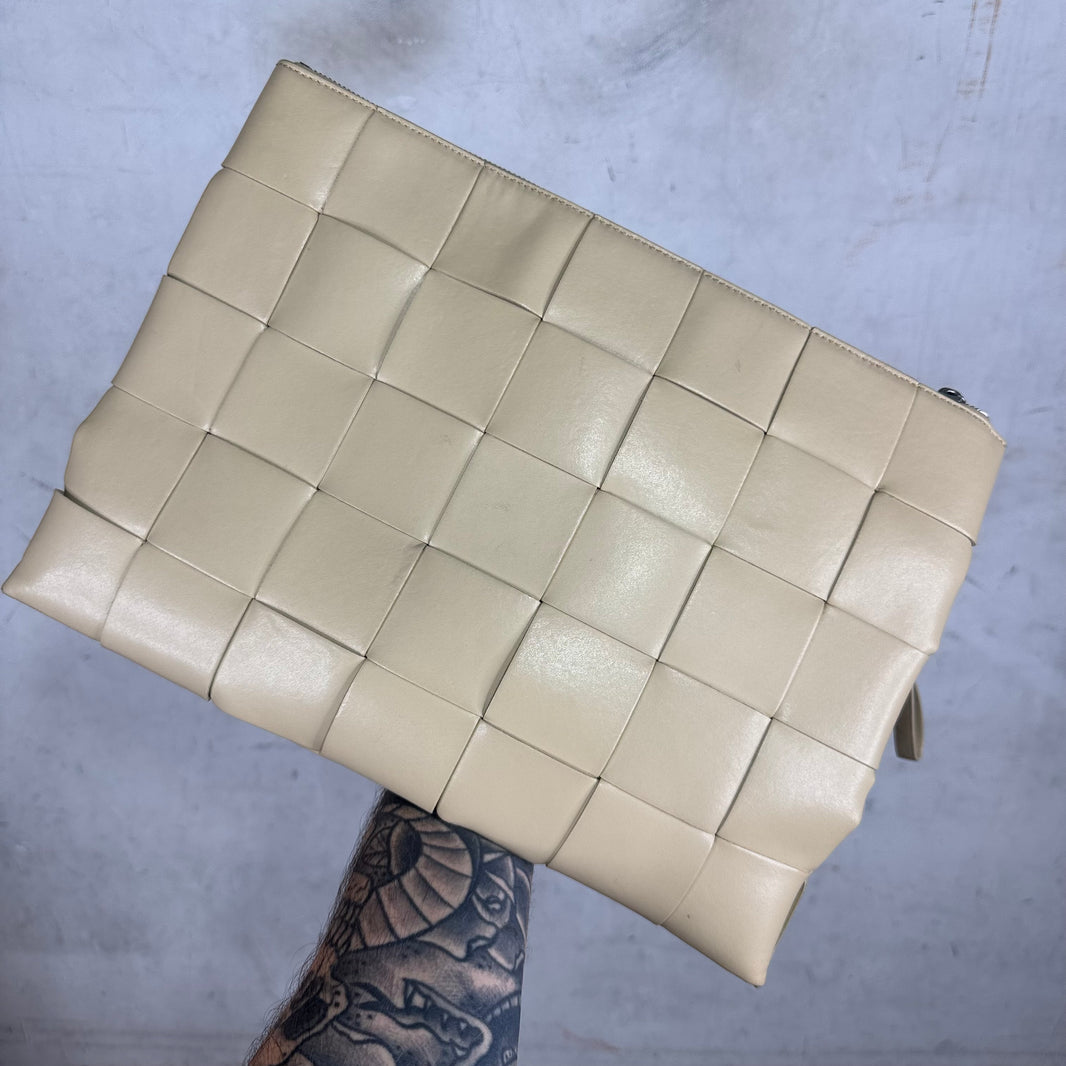 Bottega Veneta Beige Woven Clutch Pouch