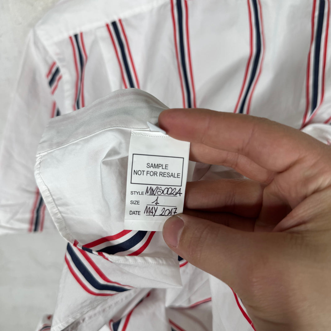 Thom Browne White Striped S/S Buttoned Shirt