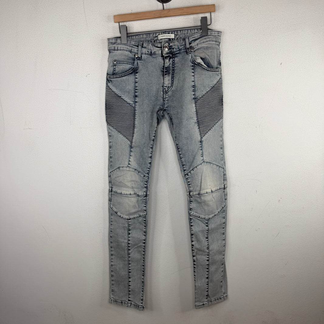 Pierre Balmain Kick Knee Skinny Moto Jeans