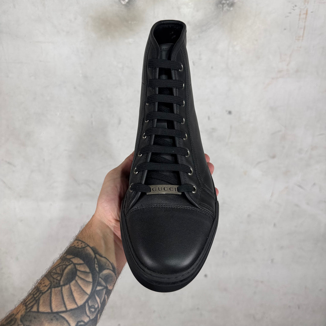 Gucci Black High Top Leather Sneakers