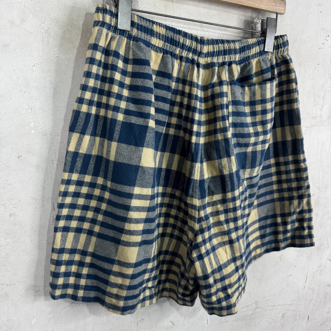 Bode Navy/Beige Plaid Flannel Shorts