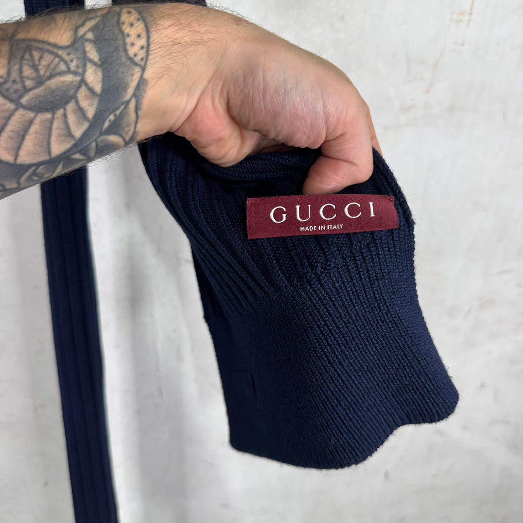 Gucci Navy Knitted Scarf