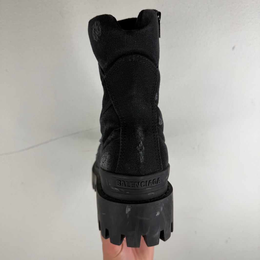 Balenciaga Black Canvas Strike Boots