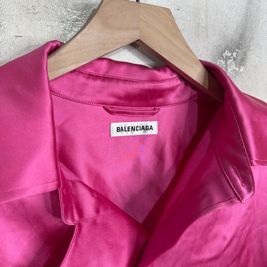 Balenciaga Pink Shiny Buttoned Shirt
