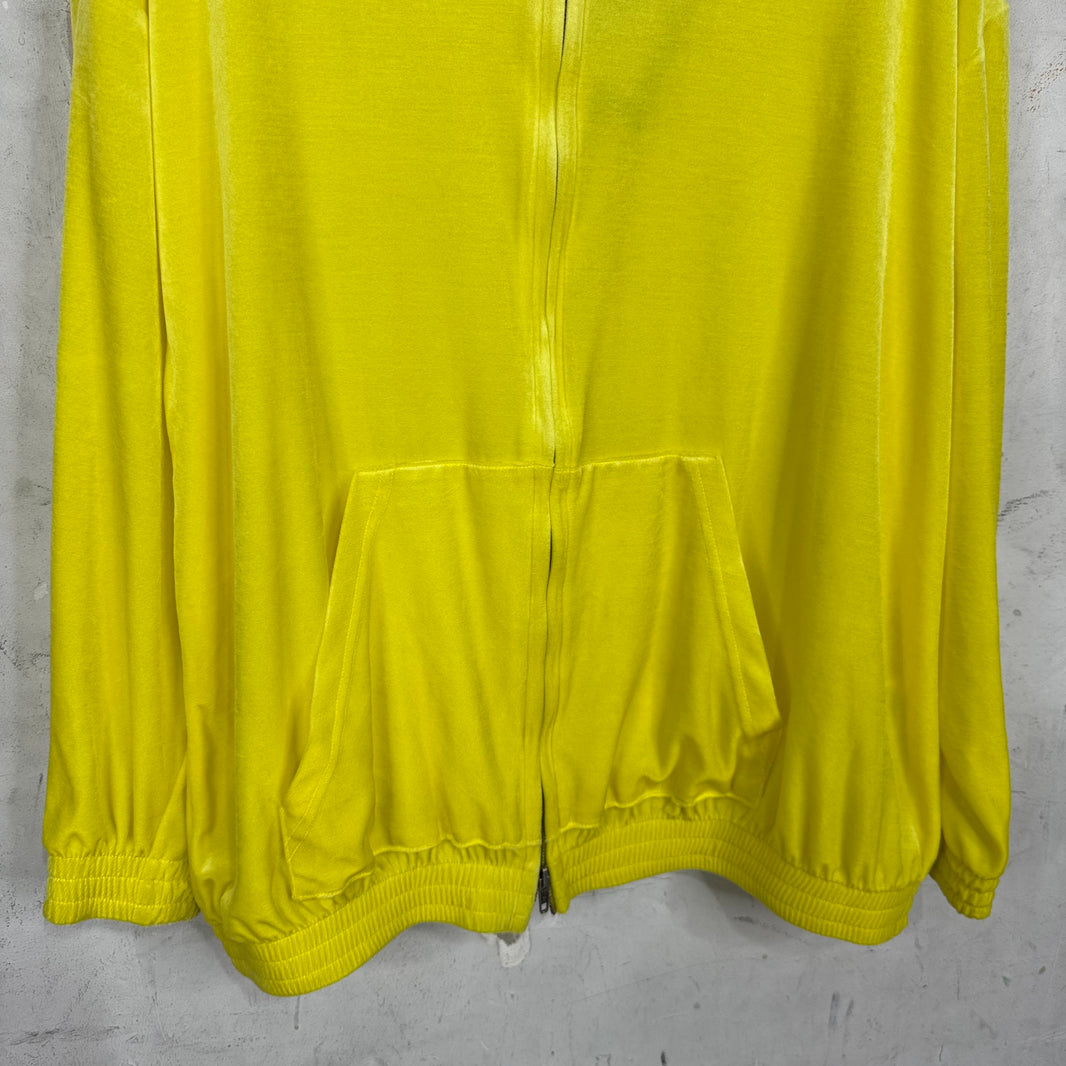Balenciaga Yellow Velour Zip Up Hoodie