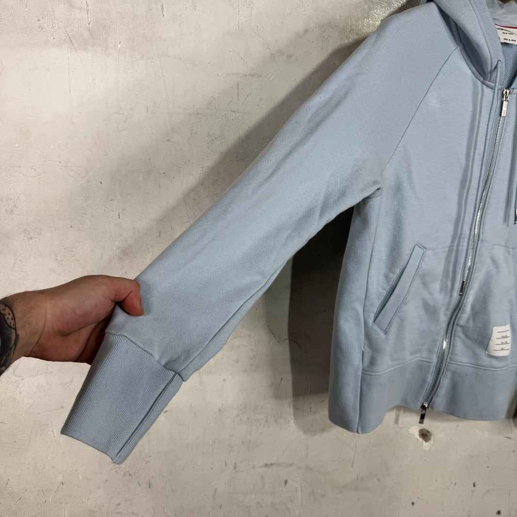 Thom Browne Blue Striped Zip Hoodie