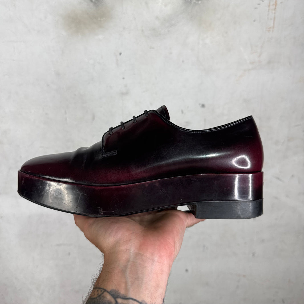 Prada Oxblood Garnet Brushed Derby's