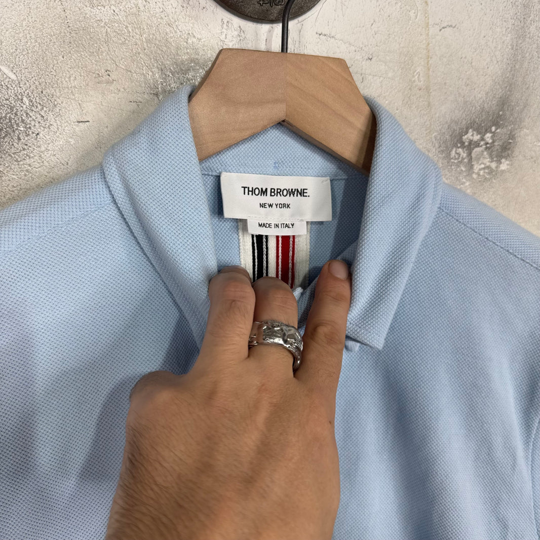 Thom Browne Light Blue Cotton Jersey Button Up