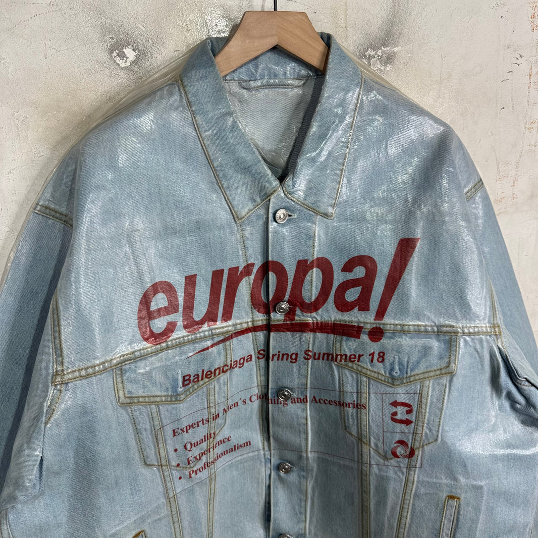 Balenciaga Europa Laminated Denim Jacket
