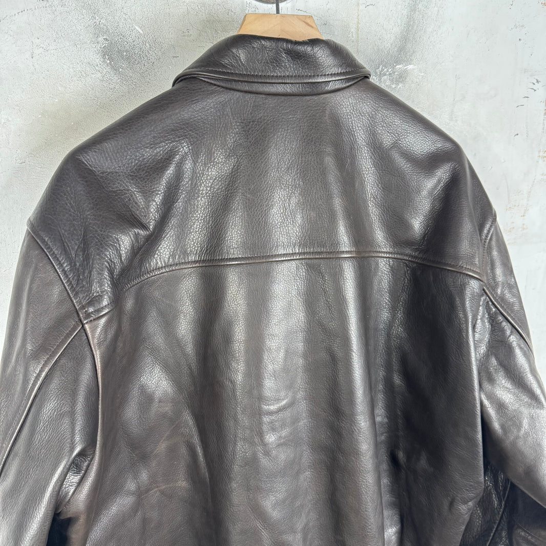 Stussy Brown Leather Flight Bomber