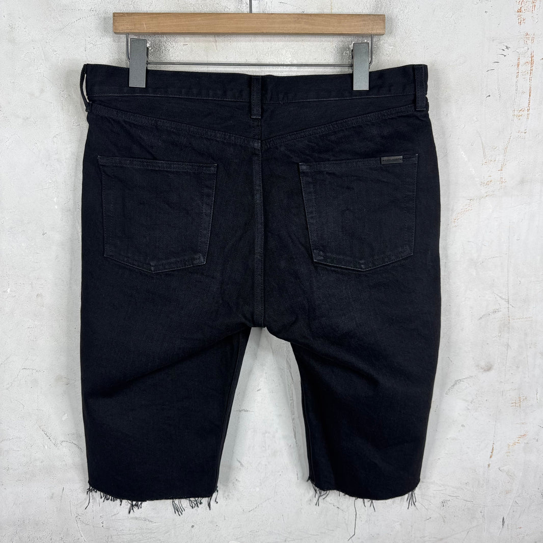 Saint Laurent Black Cutoff Denim Shorts