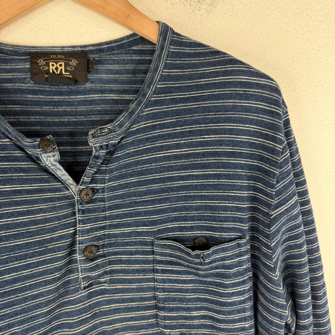 RRL Striped Blue Henley