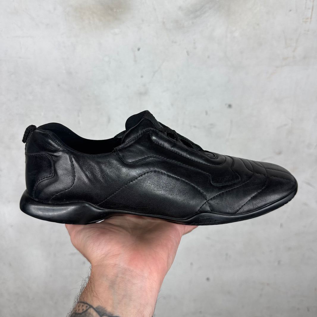 Prada Black Quilted Flat Leather Sneakers