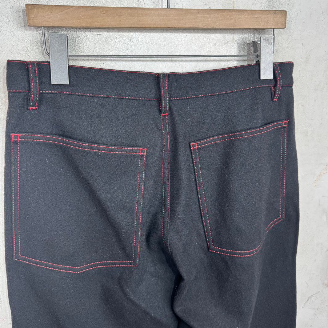 CDG Knee Paneled Black Wool Trousers