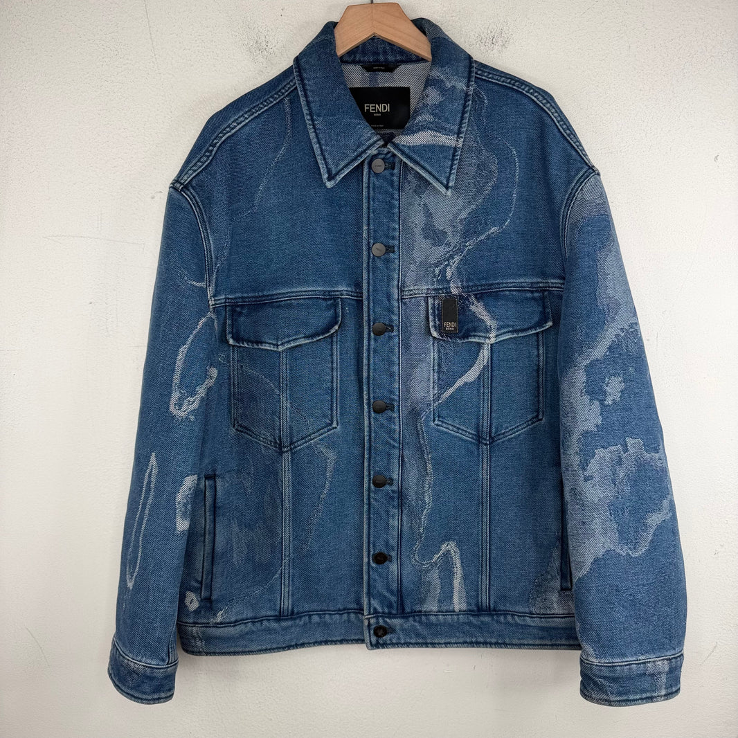 Fendi Bleach Embroidery Denim Jacket