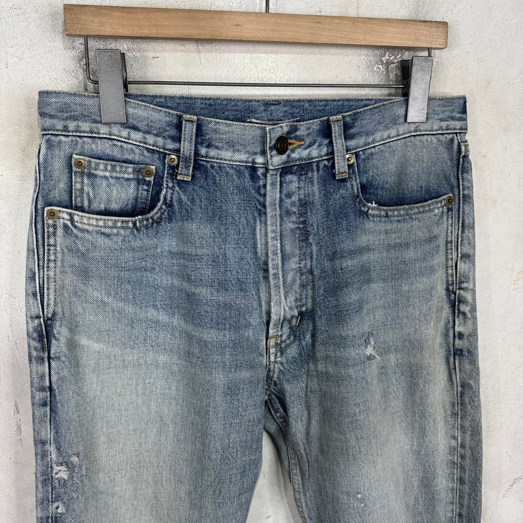 Saint Laurent Lightwash Distressed D8 Jeans
