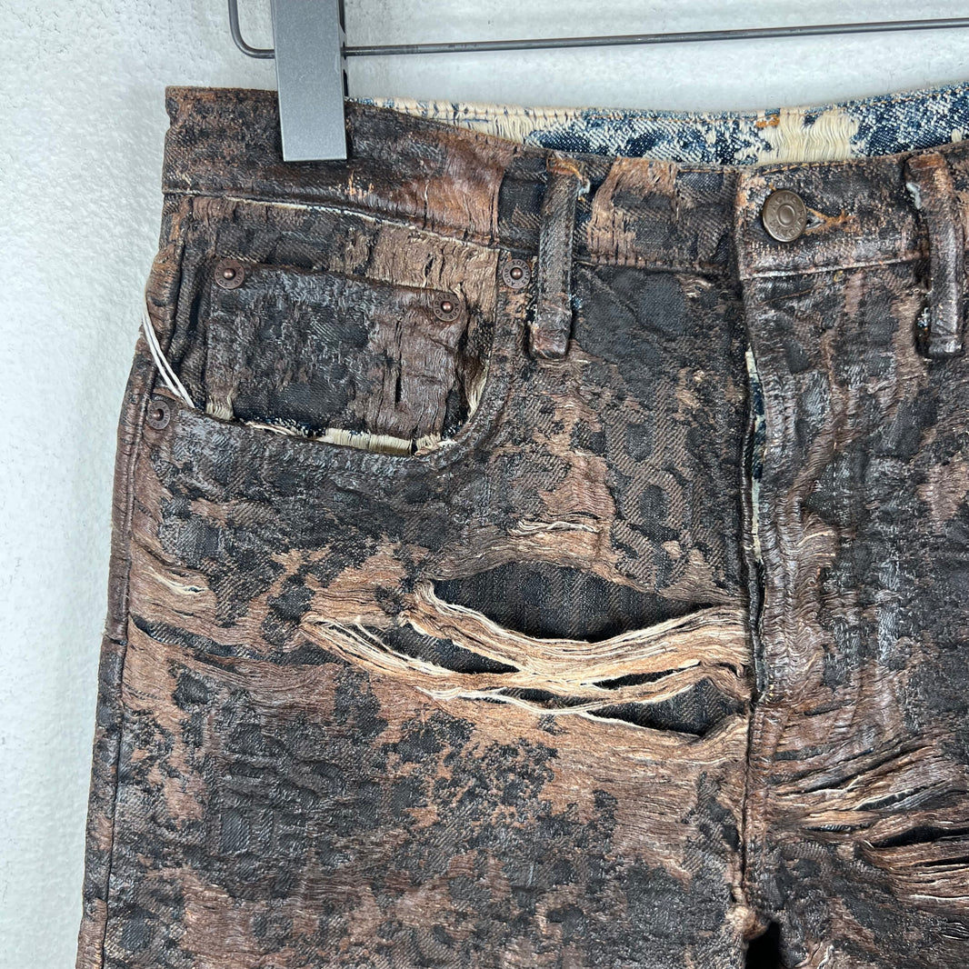 Acne Studios Roman Distressed Waxed Denim Shorts