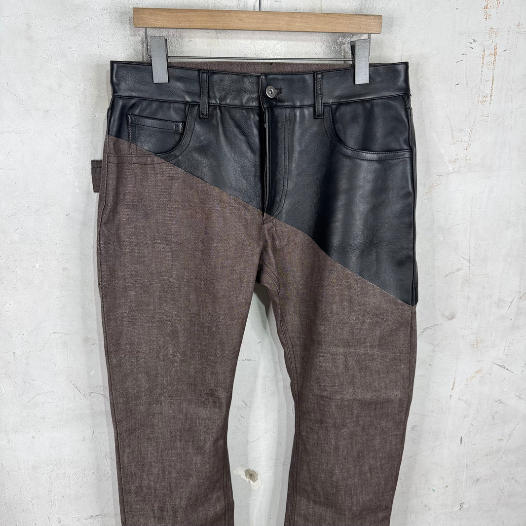 Bottega Veneta 2020 Pre-Spring Leather/Denim Split Pants