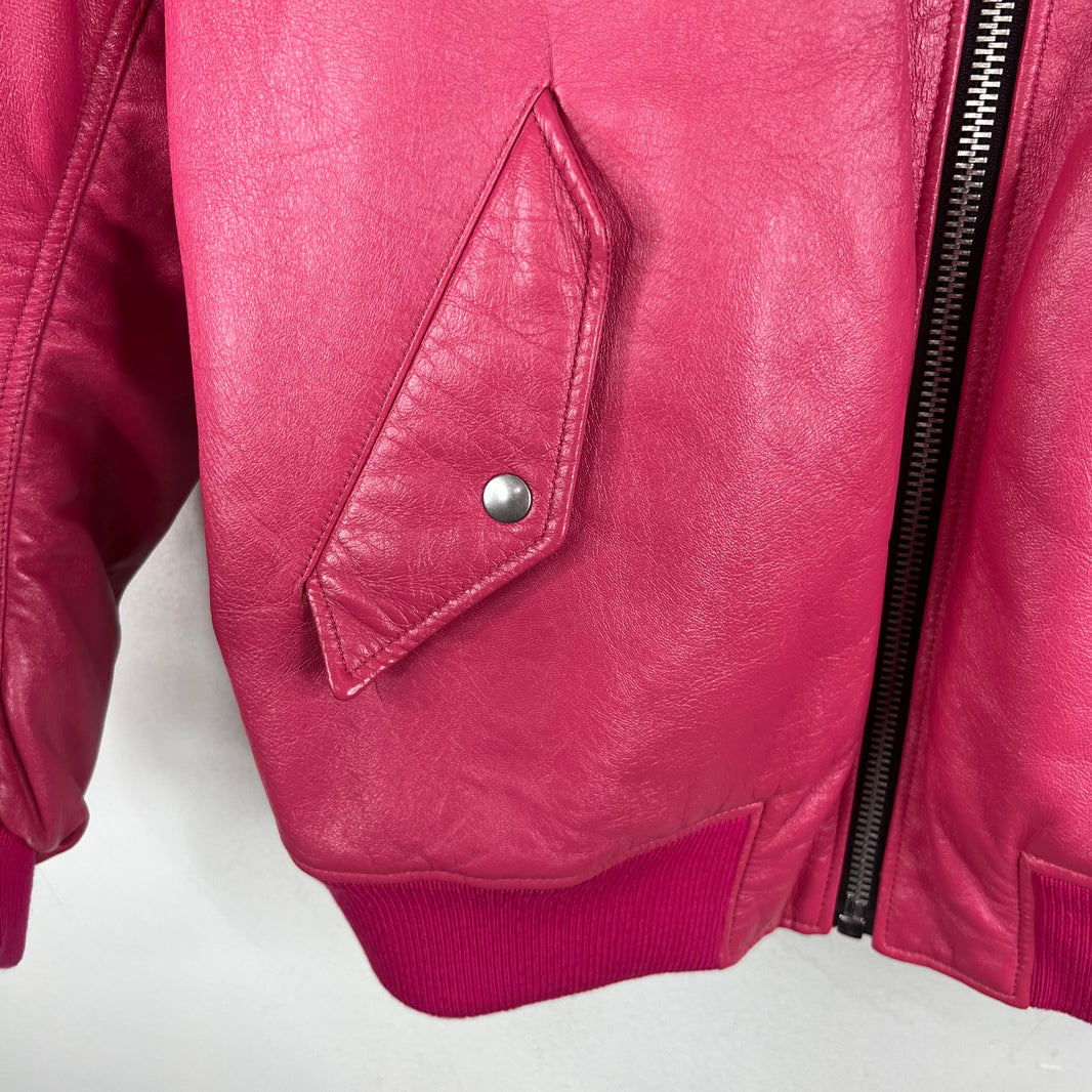 Prada Pink Oversized Nappa Leather Bomber Jacket