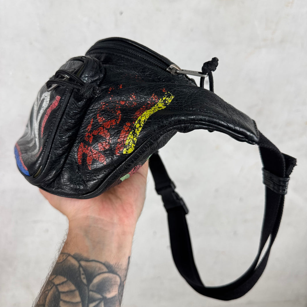 Balenciaga Smoked Leather Grafitti Waist Bag