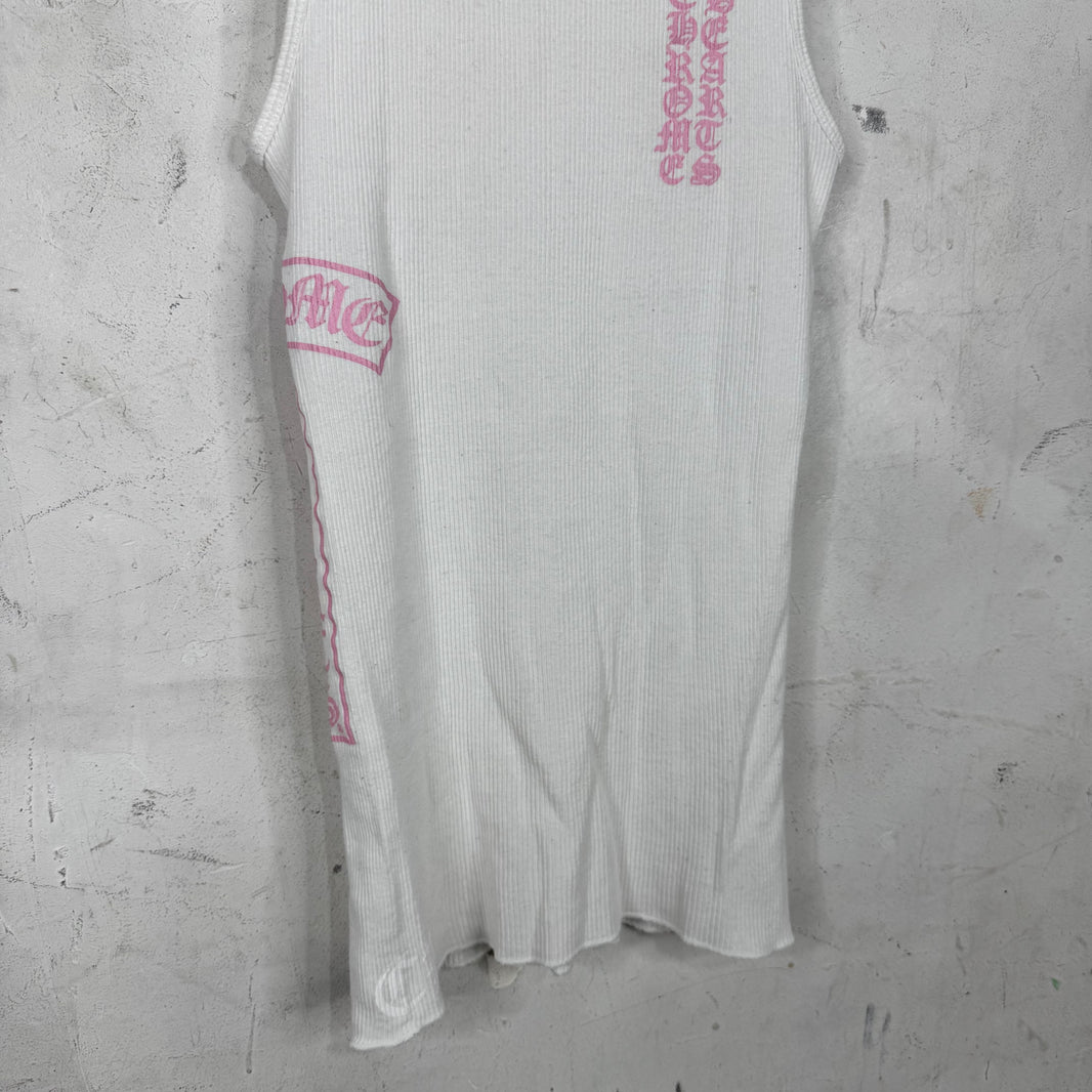 Chrome Hearts T-Bar Vertical Logo Pink Print Tank Top