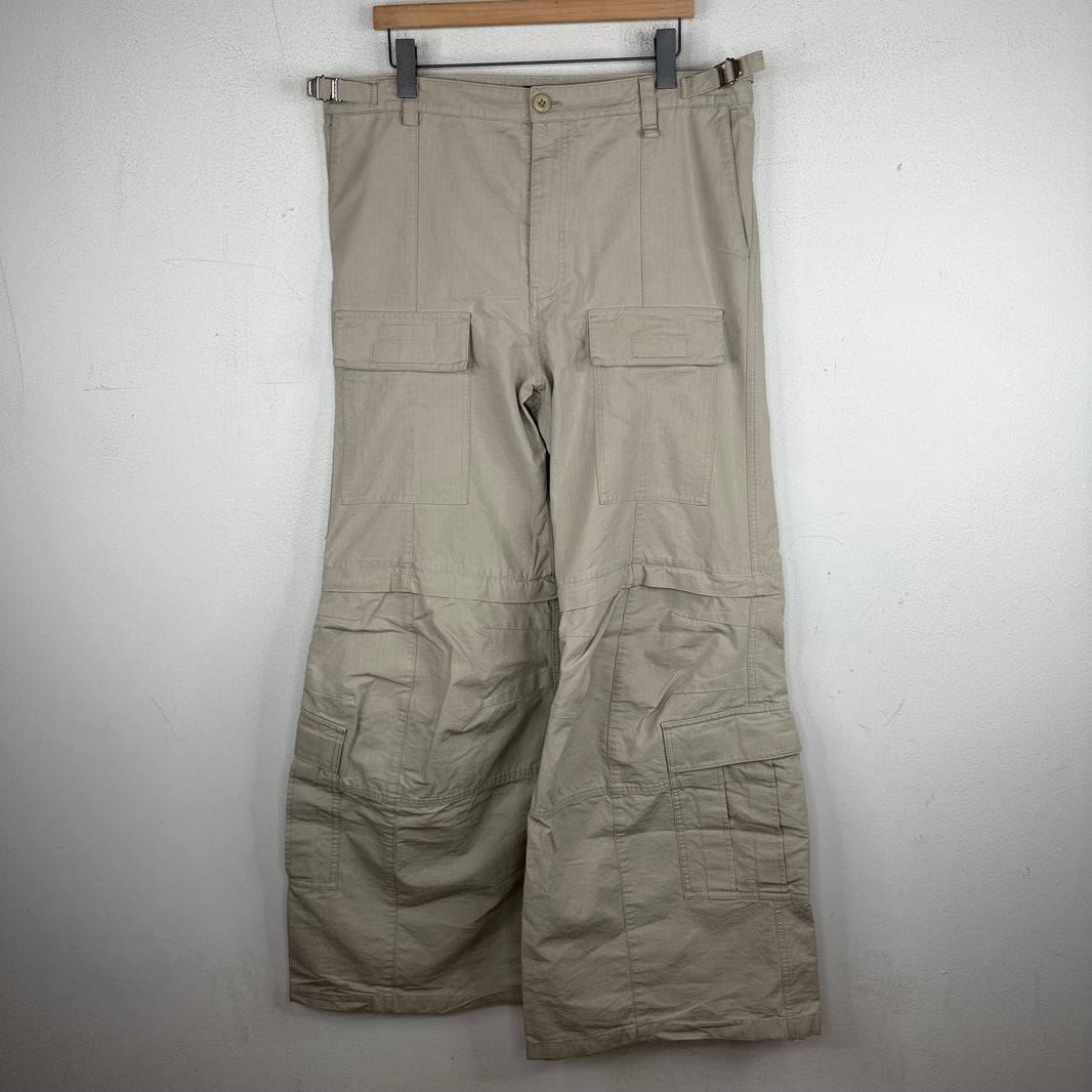 Balenciaga Flared Beige Convertible Cargo Pants