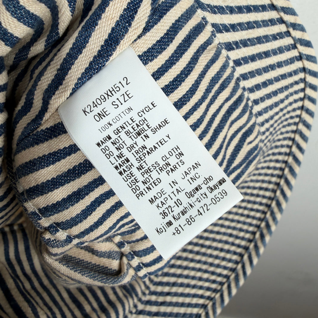 Kapital Denim Repair Pinstripe Bucket Hat