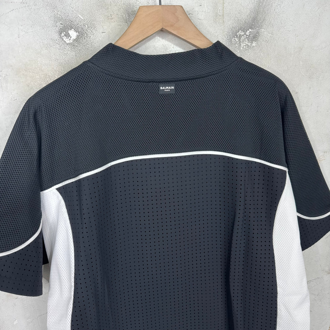 Balmain Chenille Logo Mesh Jersey