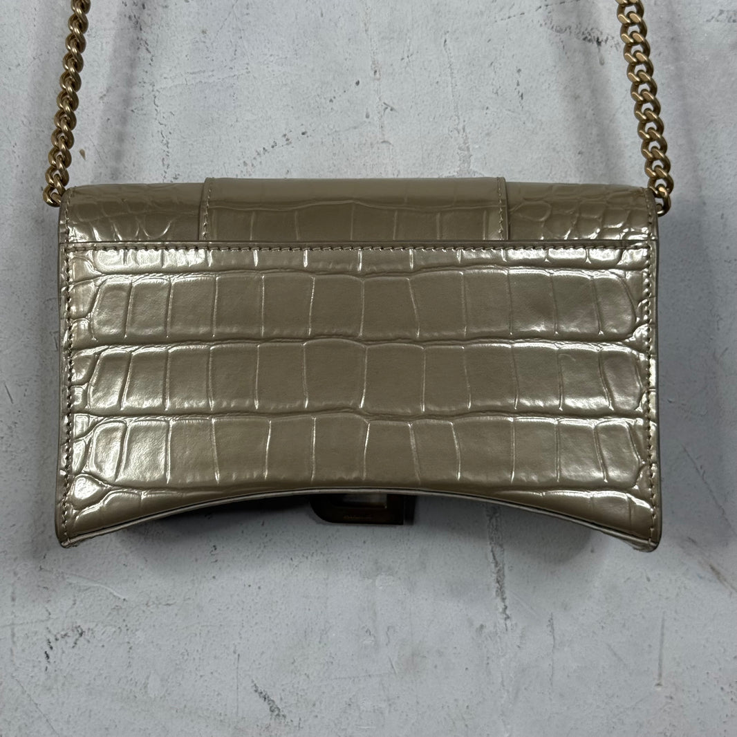 Balenciaga Gold Hourglass Chained Wallet Purse