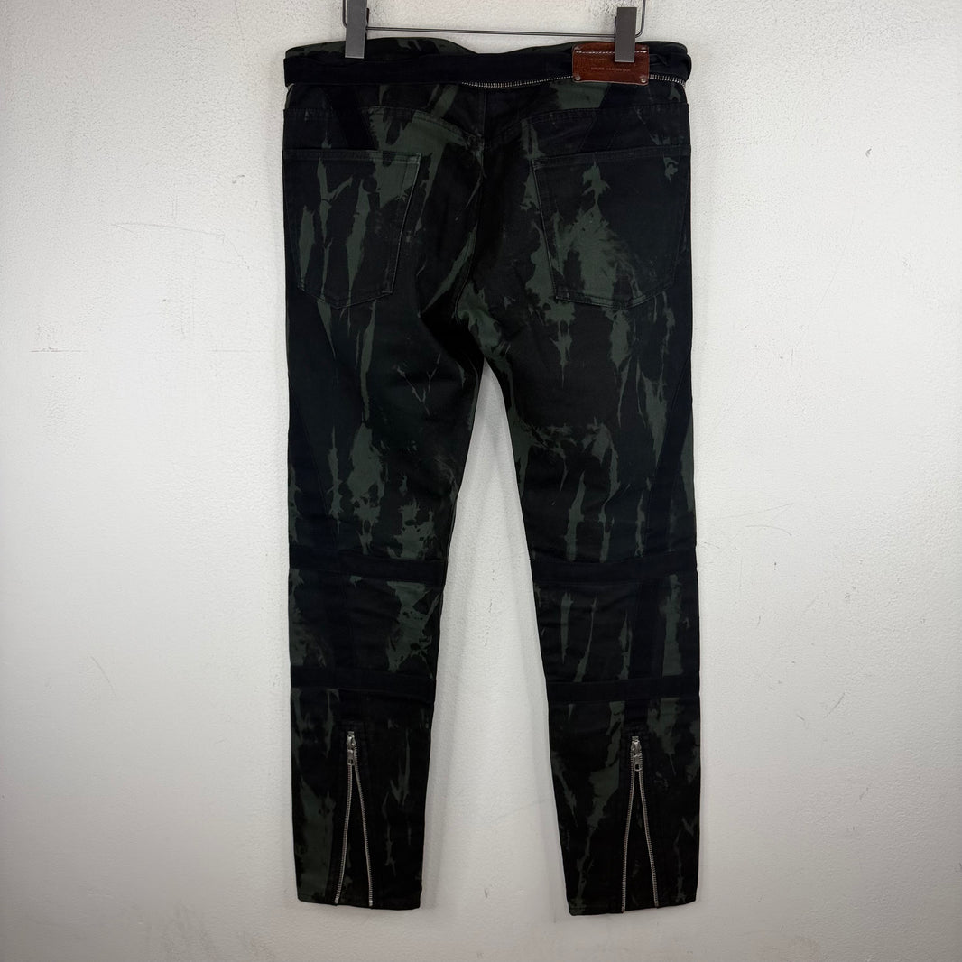 Dries Van Noten Green Bleach Belted Jeans