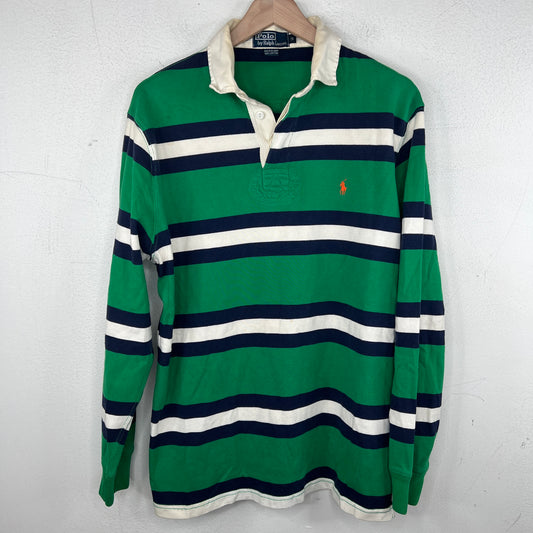 Polo Ralph Lauren Green Navy Stripe Longsleeve Polo T-Shirt