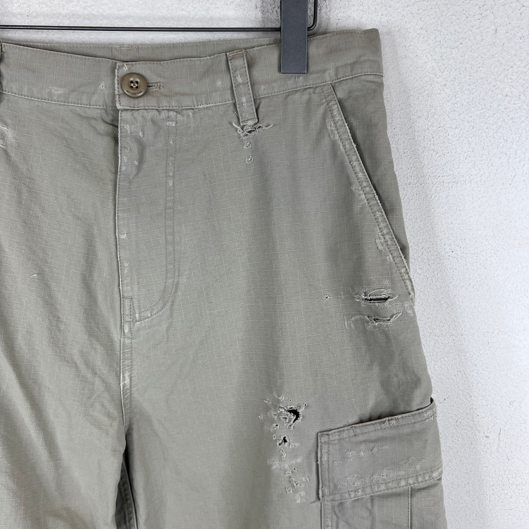 Balenciaga Beige Cropped Cargo Ripstop Long Shorts