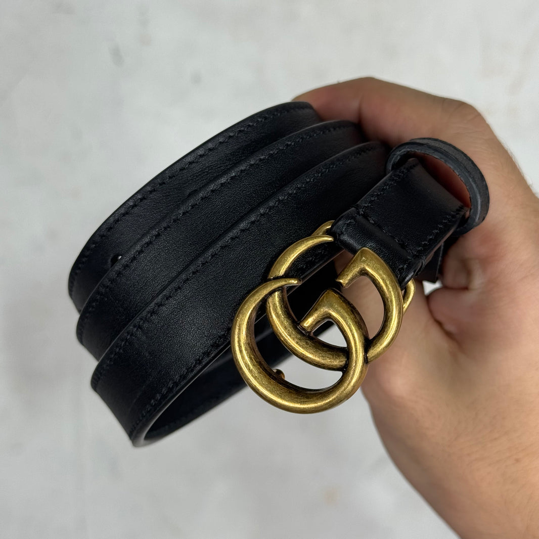 Gucci Interlock Thin Black Leather Belt