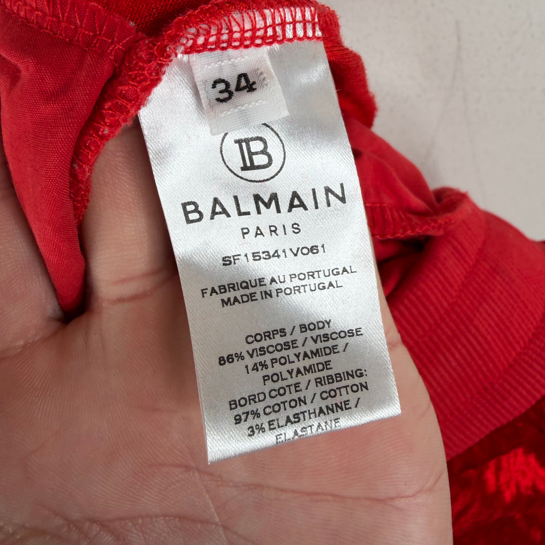 Balmain Red Velour Track Pants