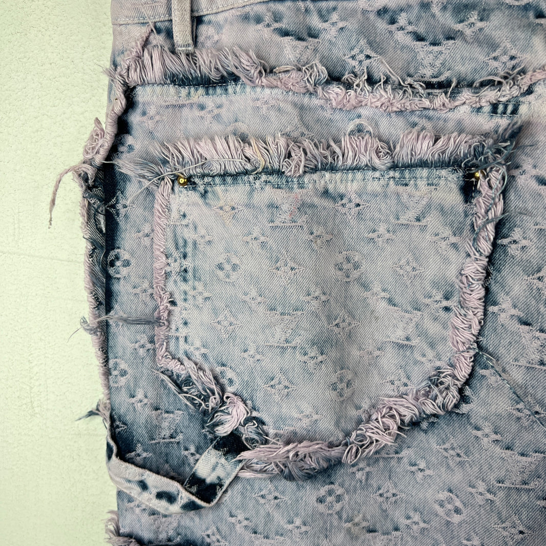 Louis Vuitton Purple Flayed Monogram Flared Carpenter Jeans