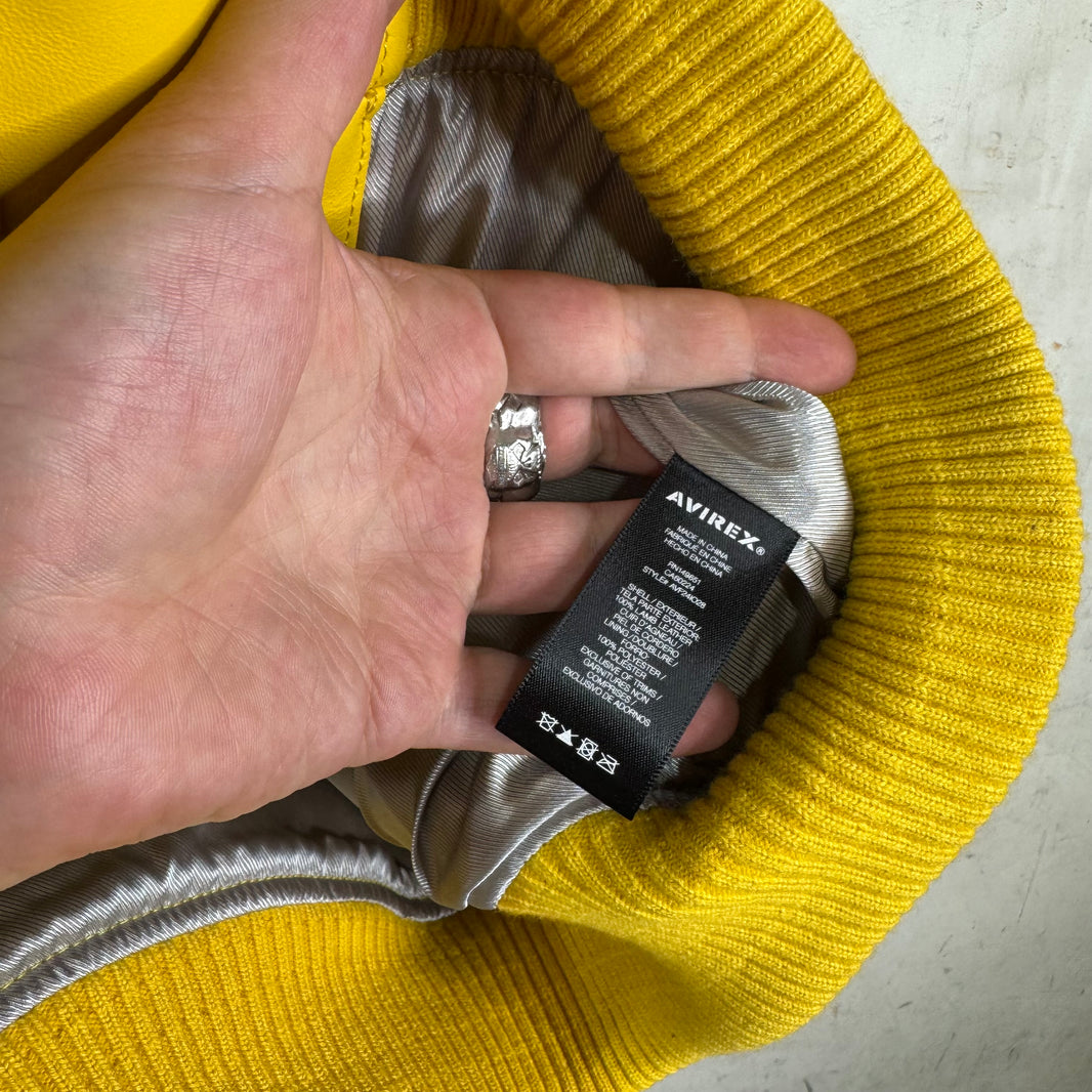 Avirex Yellow Leather Patch Jacket