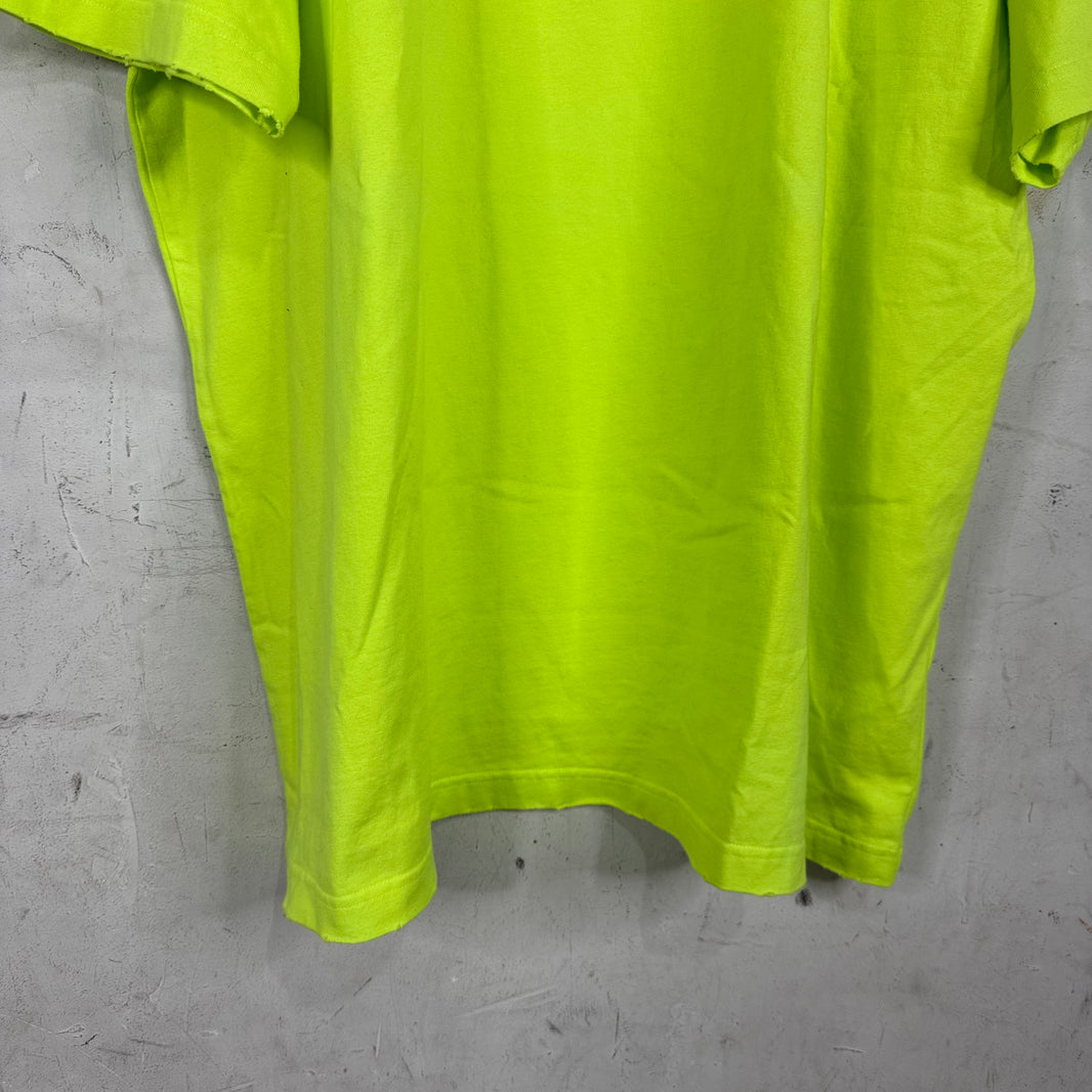Balenciaga Neon Cracked Cap Logo T-Shirt