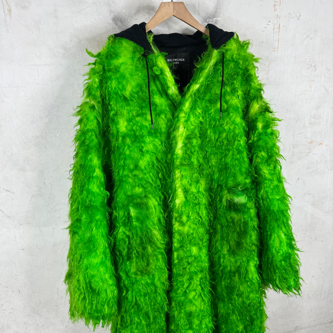 Balenciaga Mohair Hooded Floor Length Jacket