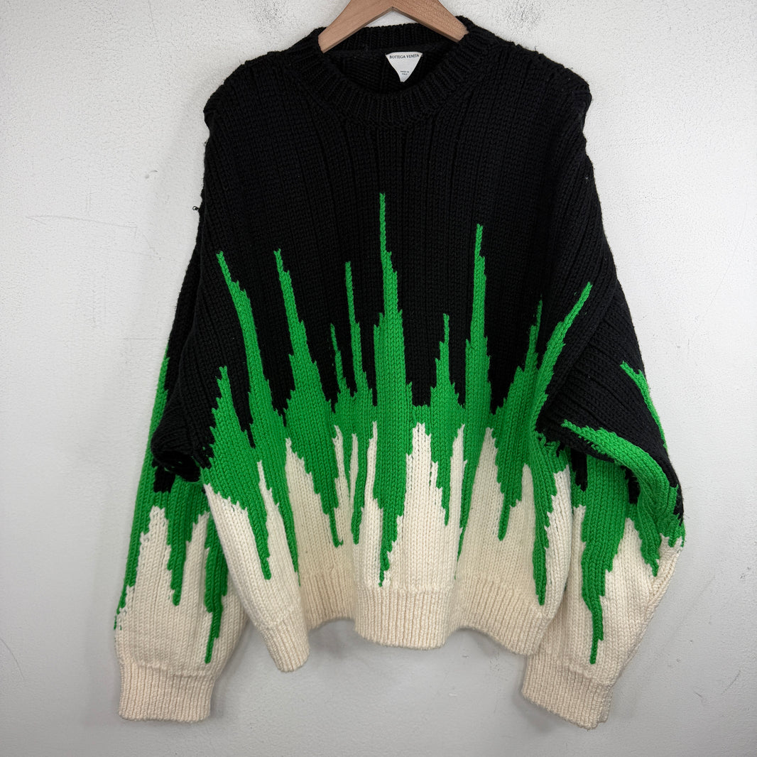 Bottega Veneta Wool Soundwave Split Knit Crewneck