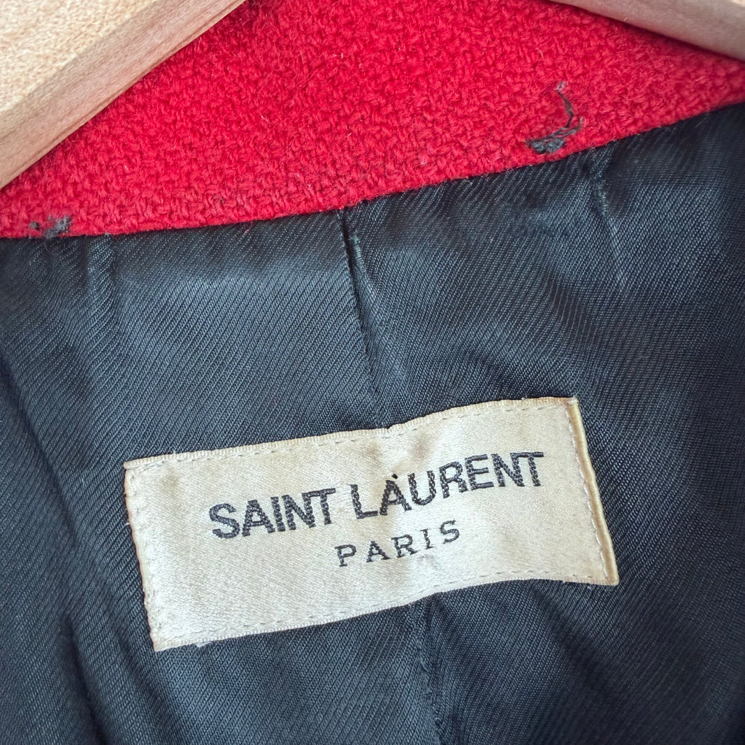 Saint Laurent Red Leopard Teddy Jacket