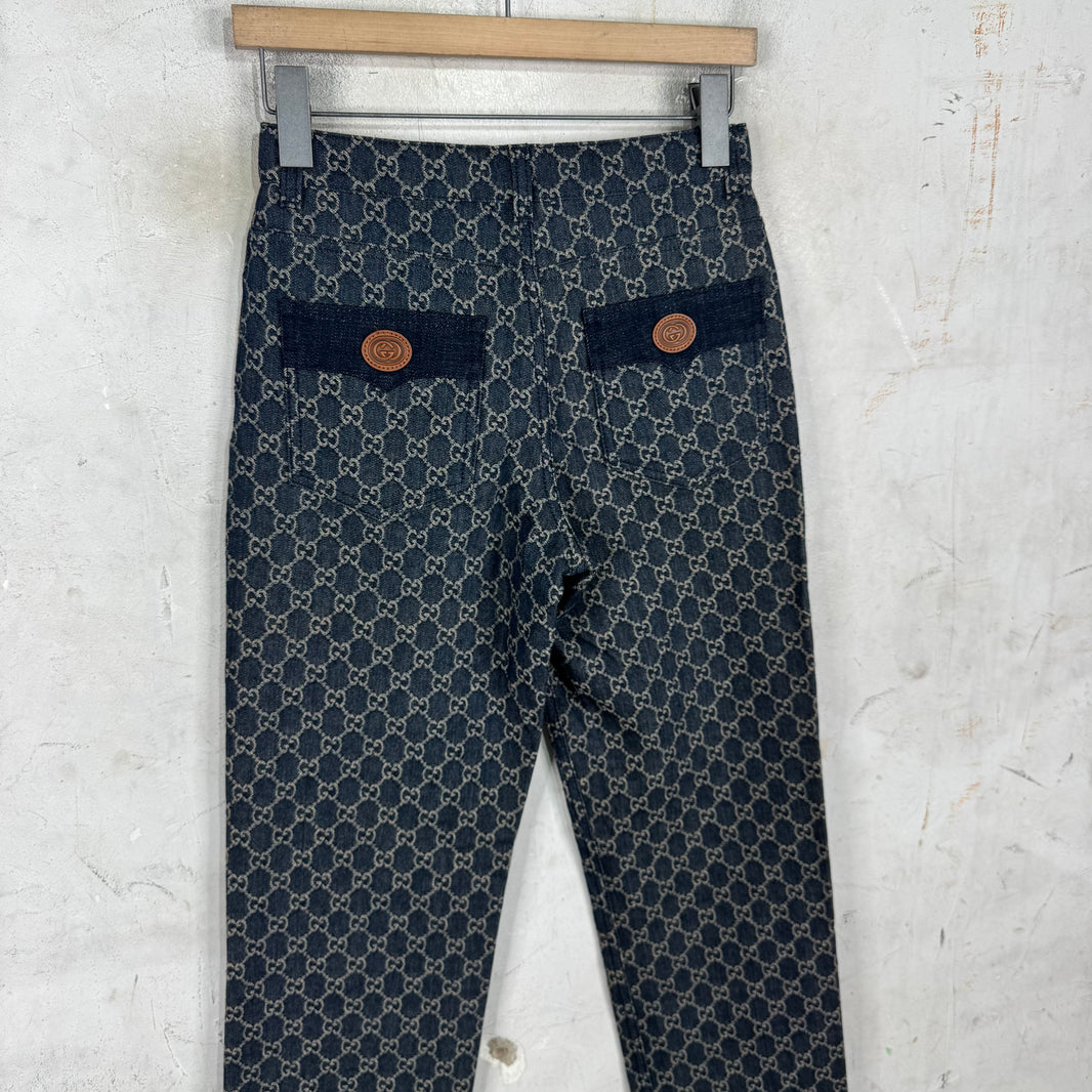 Gucci Monogram Leather Emblem Jeans