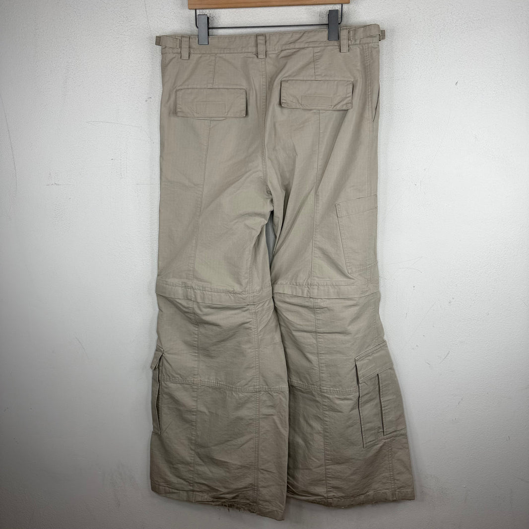 Balenciaga Flared Beige Convertible Cargo Pants