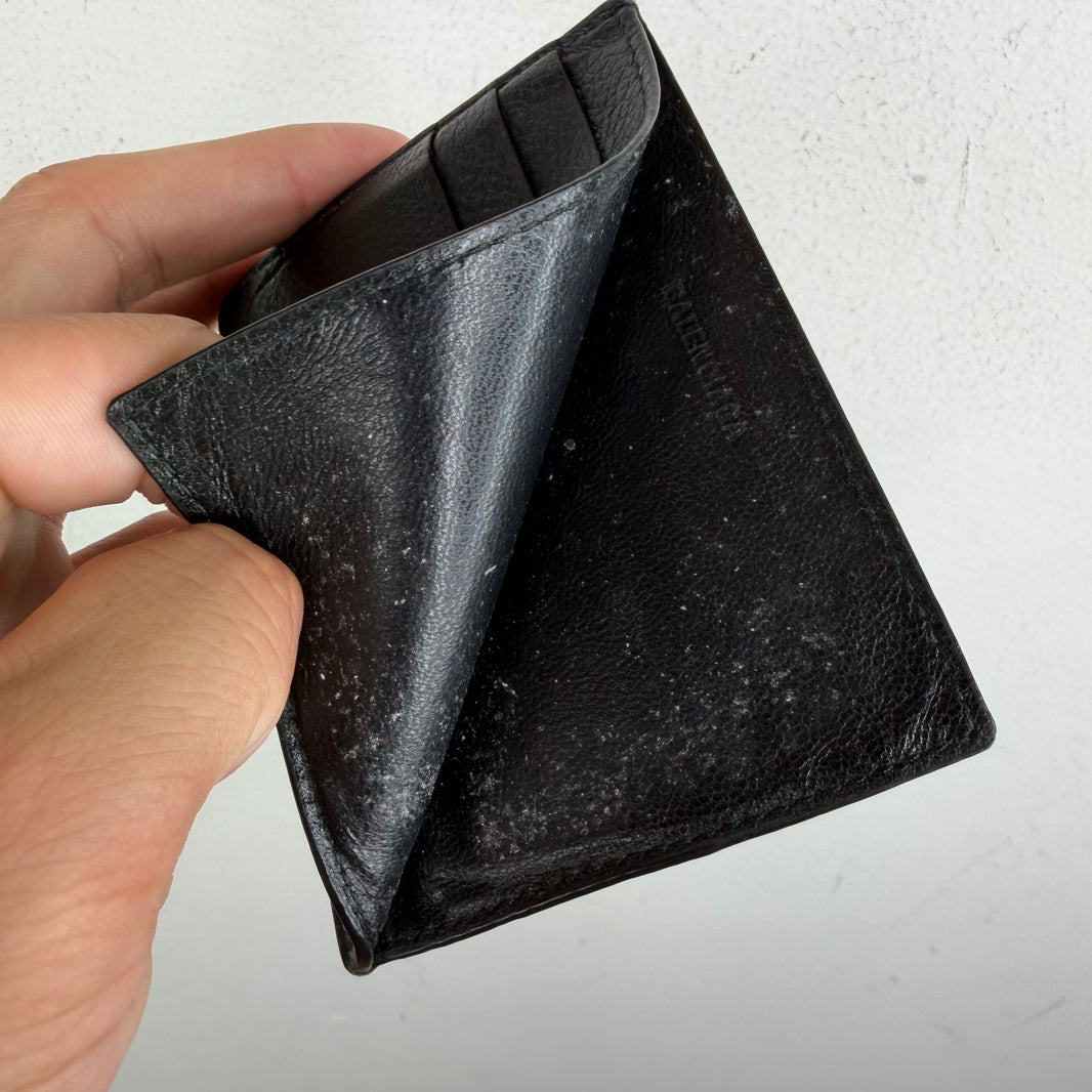Balenciaga Black Leather Logo Cardholder