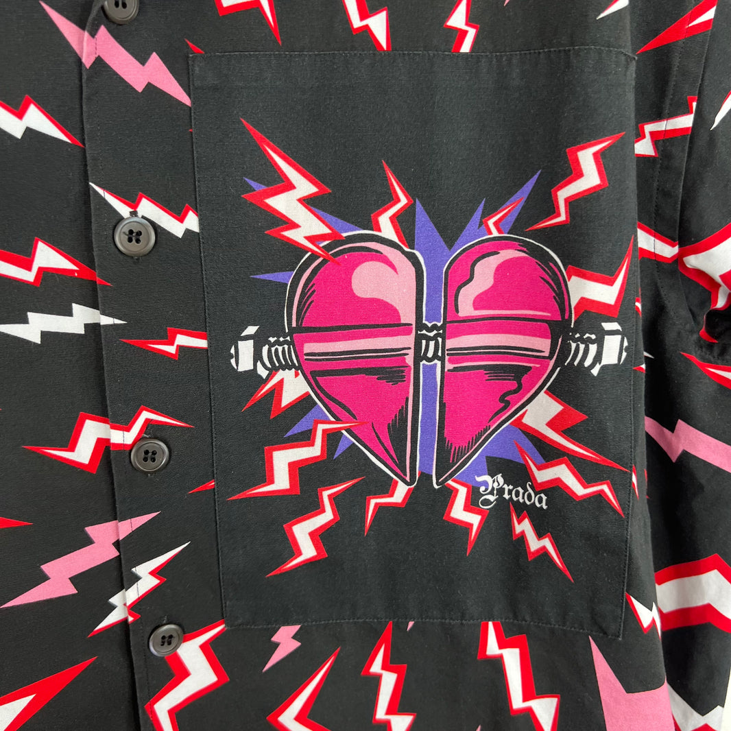 Prada Lightning Hearts Button Up Shirt